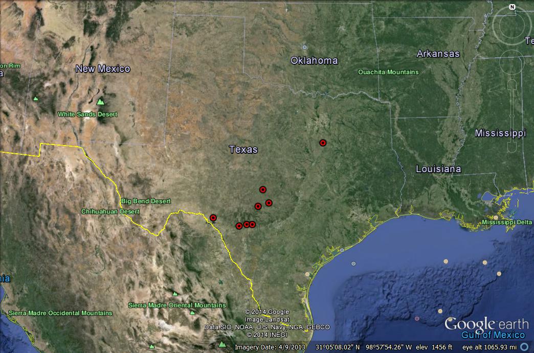 Texas Locations  Usgs